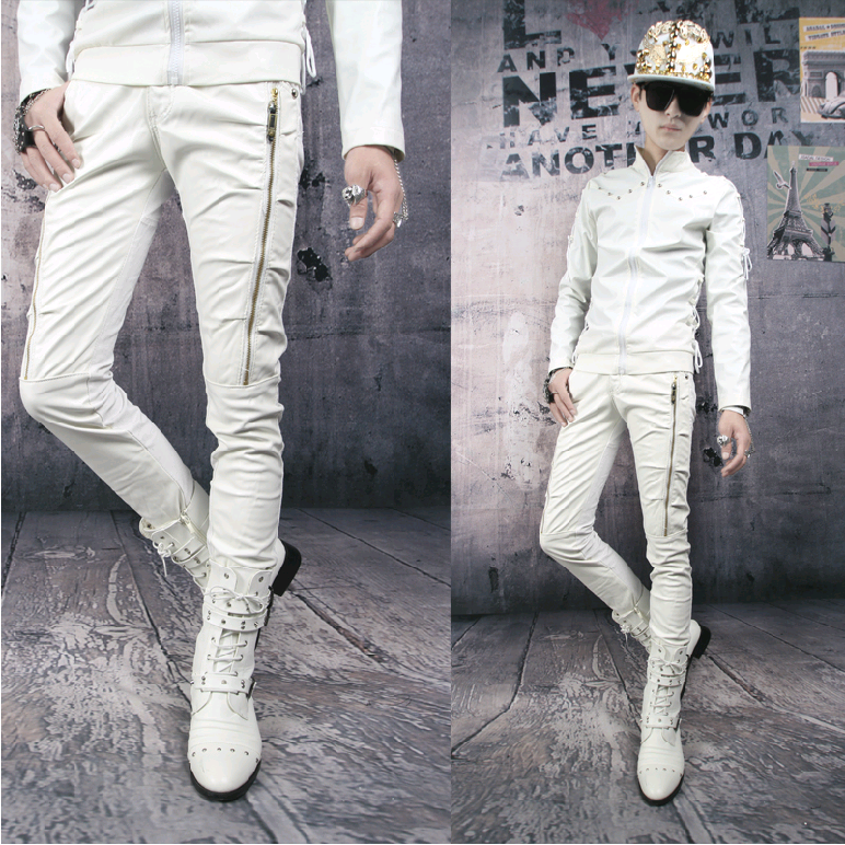 Pantalon cuir homme serré pour adolescent automne - Ref 1480517