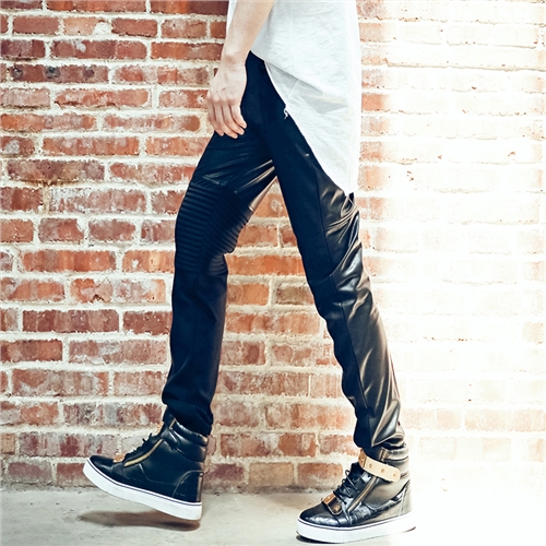 Pantalon cuir homme pantalons fuselés pour adolescent automne - Ref 1480533