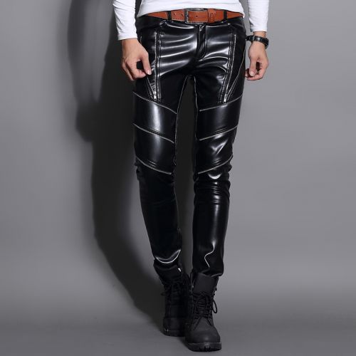 Pantalon cuir homme serré pour jeunesse hiver - Ref 1480611