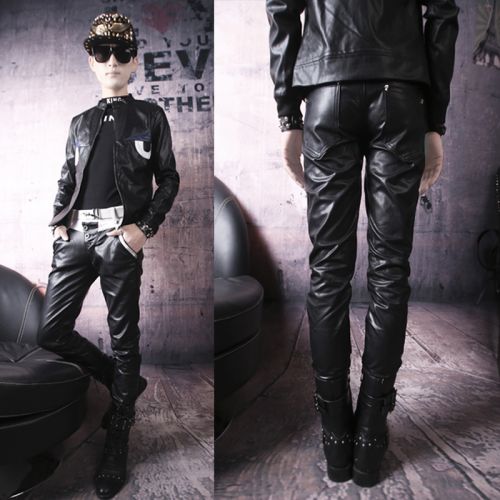 Pantalon cuir homme serré pour jeunesse automne - Ref 1481145