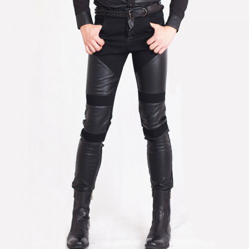 Pantalon cuir homme serré pour jeunesse printemps - Ref 1481187