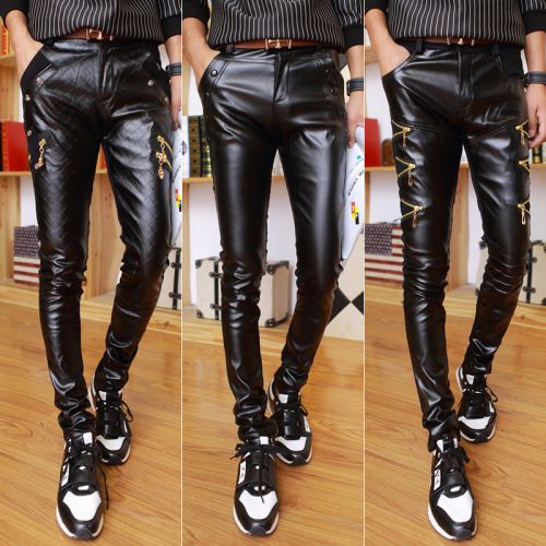 Pantalon cuir homme serré pour adolescent printemps - Ref 1481202