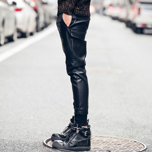 Pantalon cuir homme pantalons fuselés pour adolescent printemps - Ref 1481248