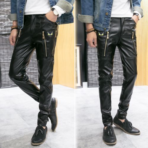 Pantalon cuir homme pantalons fuselés pour adolescent PU automne - Ref 1481700