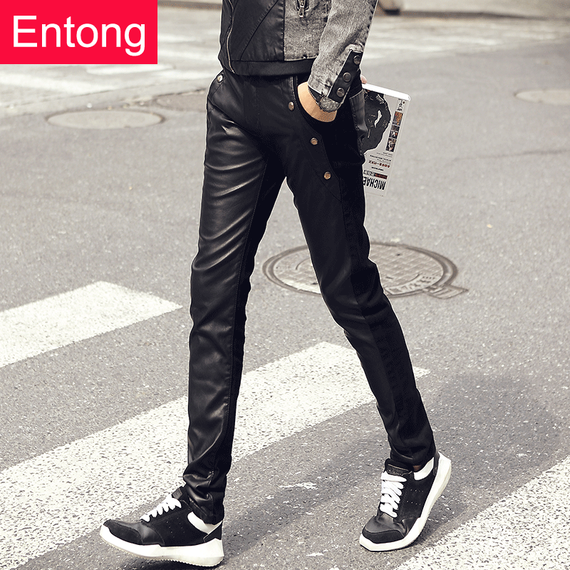 Pantalon cuir homme serré pour jeunesse ENTONG PU automne - Ref 1481789