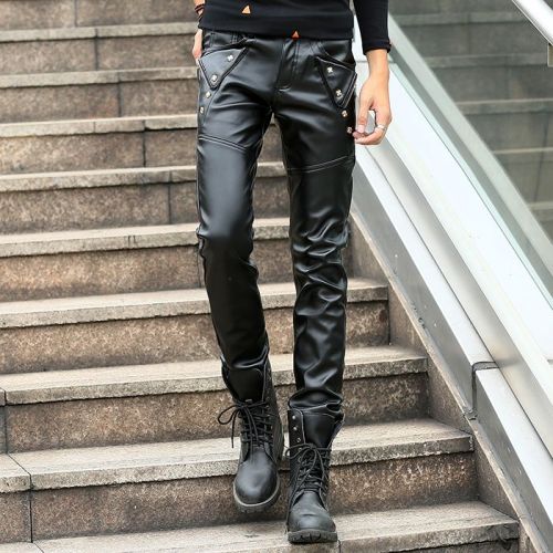 Pantalon cuir homme pantalons fuselés pour jeunesse hiver - Ref 1482173
