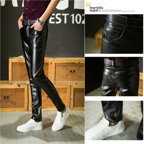 Pantalon cuir homme serré pour jeunesse automne - Ref 1482198