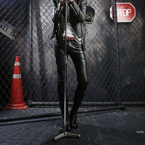 Pantalon cuir homme serré pour jeunesse printemps - Ref 1482438