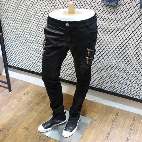 Pantalon cuir homme serré pour jeunesse hiver - Ref 1482485