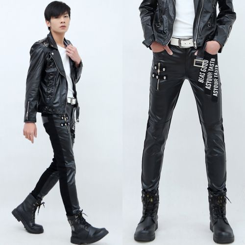 Pantalon cuir homme serré pour adolescent automne - Ref 1482565
