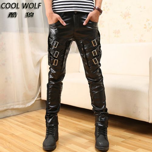 Pantalon cuir homme serré pour adolescent automne - Ref 1482569