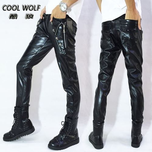 Pantalon cuir homme serré pour jeunesse PU automne - Ref 1482623