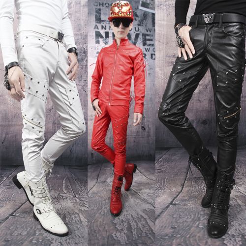 Pantalon cuir homme serré pour jeunesse automne - Ref 1482683