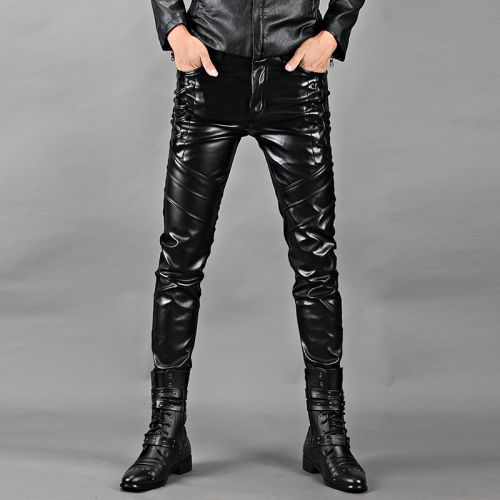Pantalon cuir homme serré pour adolescent automne - Ref 1482735
