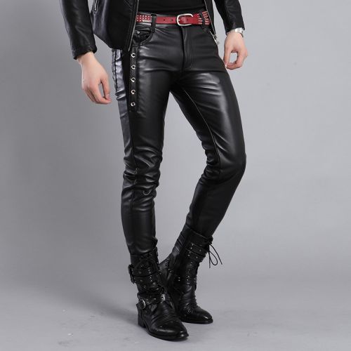 Pantalon cuir homme serré pour jeunesse PU hiver - Ref 1482770