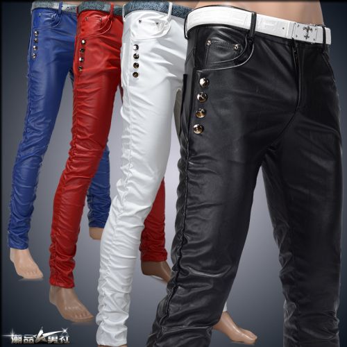 Pantalon cuir homme serré pour adolescent PU hiver - Ref 1482802