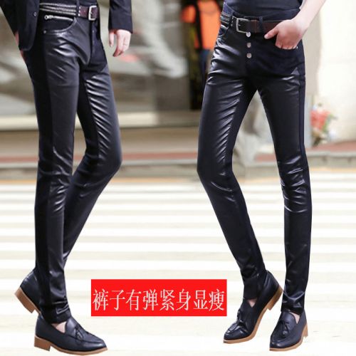 Pantalon cuir homme serré pour adolescent PU hiver - Ref 1482886