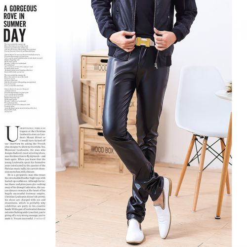 Pantalon cuir homme serré pour jeunesse automne - Ref 1482897