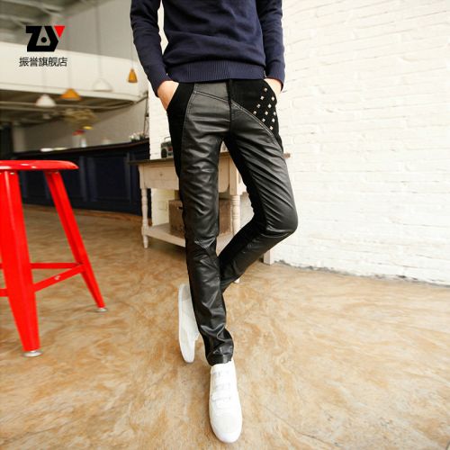Pantalon cuir homme serré pour jeunesse hiver - Ref 1483068