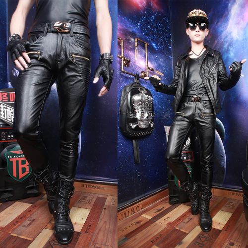 Pantalon cuir homme serré pour adolescent PU automne - Ref 1483078