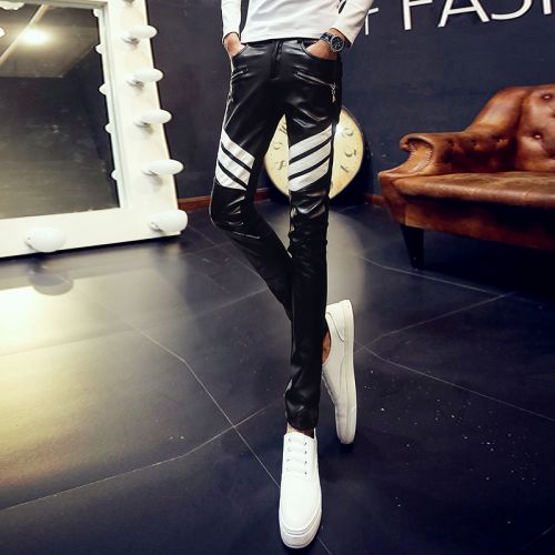 Pantalon cuir homme pantalons fuselés pour jeunesse printemps - Ref 1483084