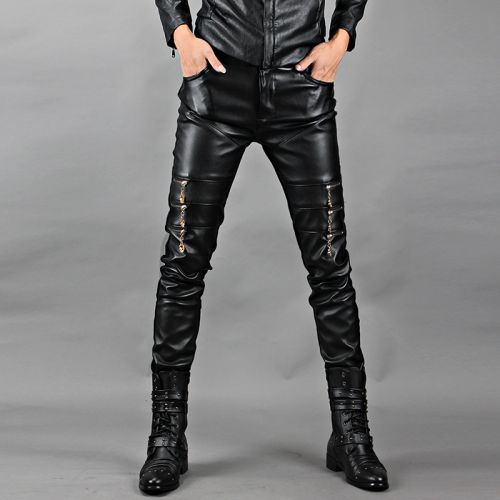 Pantalon cuir homme serré pour adolescent PU hiver - Ref 1483113