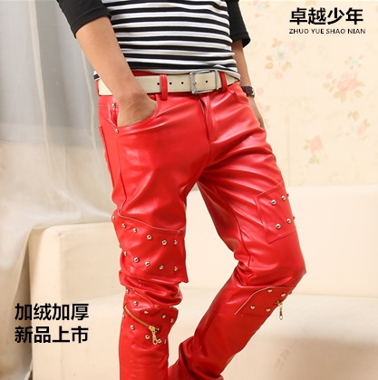 Pantalon cuir homme serré pour adolescent automne - Ref 1483150