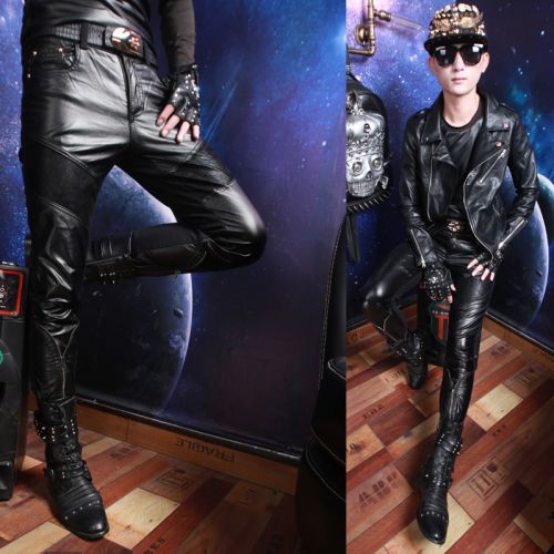 Pantalon cuir homme serré pour jeunesse automne - Ref 1483248