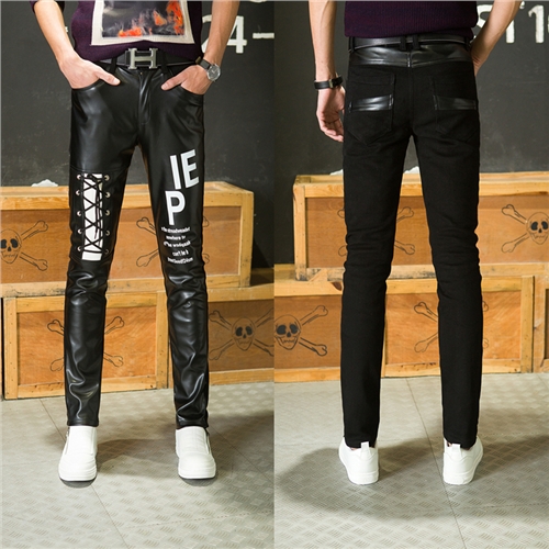 Pantalon cuir homme serré pour jeunesse automne - Ref 1483277