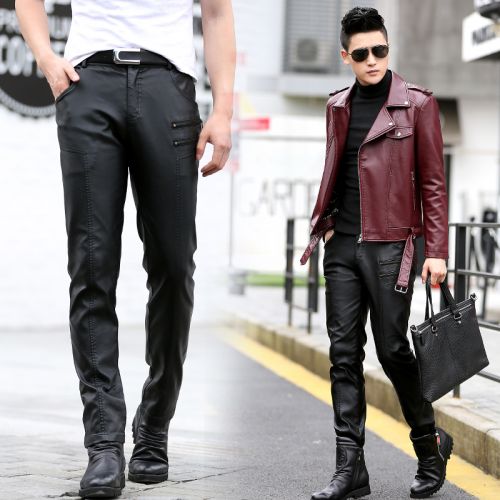 Pantalon cuir homme serré pour jeunesse automne - Ref 1483313