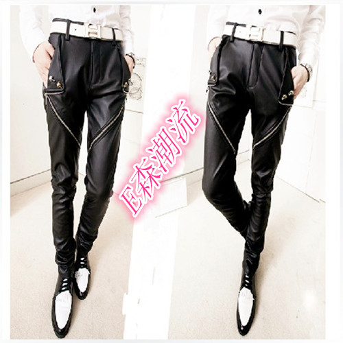 Pantalon cuir homme serré pour jeunesse printemps - Ref 1483334