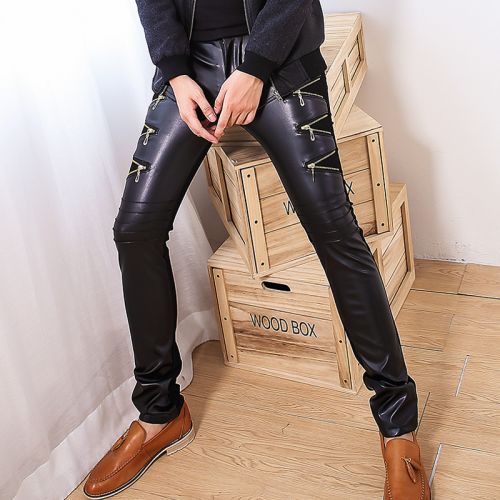 Pantalon cuir homme serré pour jeunesse automne - Ref 1483487