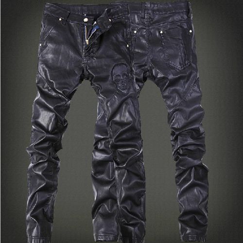 Pantalon cuir homme serré pour jeunesse printemps - Ref 1483537