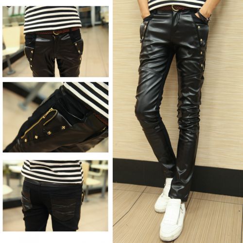 Pantalon cuir homme serré pour jeunesse automne - Ref 1483607