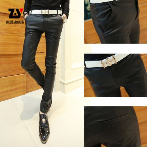 Pantalon cuir homme serré pour jeunesse automne - Ref 1483692