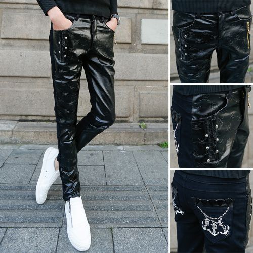 Pantalon cuir homme serré pour jeunesse été - Ref 1483706