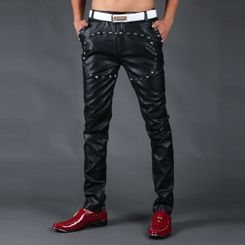 Pantalon cuir homme serré pour adolescent automne - Ref 1483828