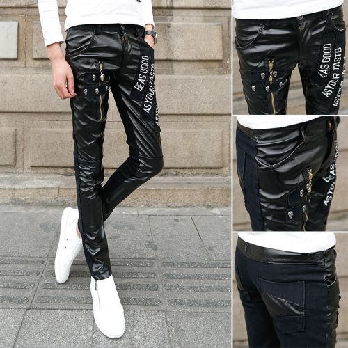 Pantalon cuir homme serré pour jeunesse hiver - Ref 1483838