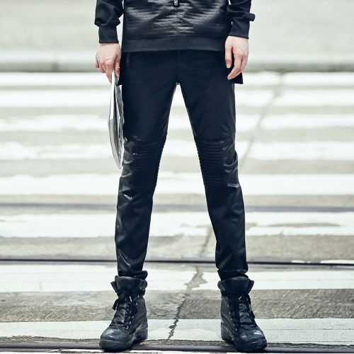 Pantalon cuir homme pantalons fuselés pour adolescent automne - Ref 1483859