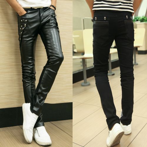 Pantalon cuir homme serré pour jeunesse automne - Ref 1483998