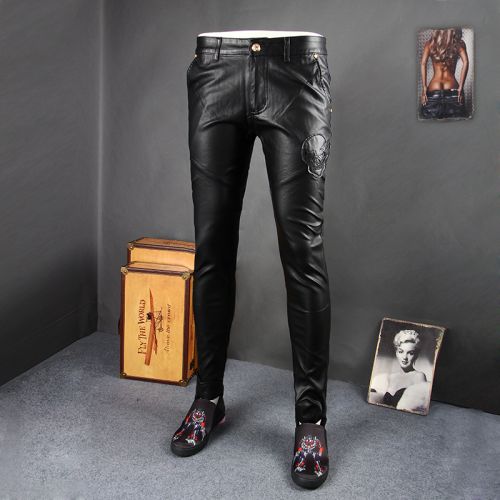 Pantalon cuir homme serré pour jeunesse automne - Ref 1484130