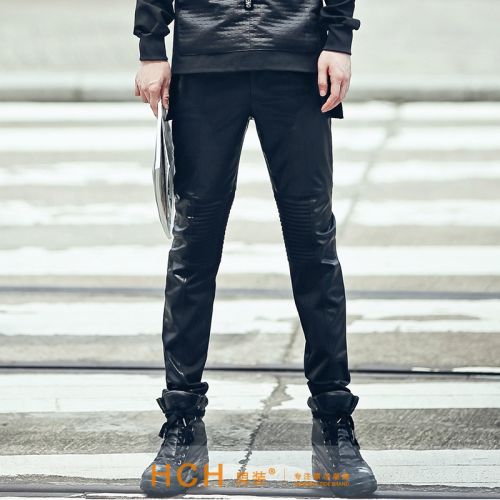Pantalon cuir homme pantalons fuselés pour adolescent automne - Ref 1484150