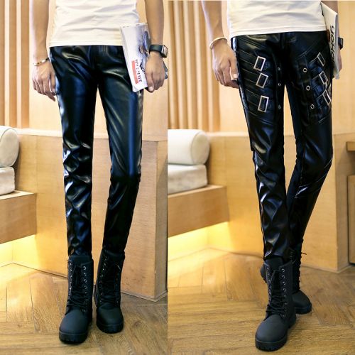 Pantalon cuir homme pantalons fuselés pour jeunesse PU automne - Ref 1484263