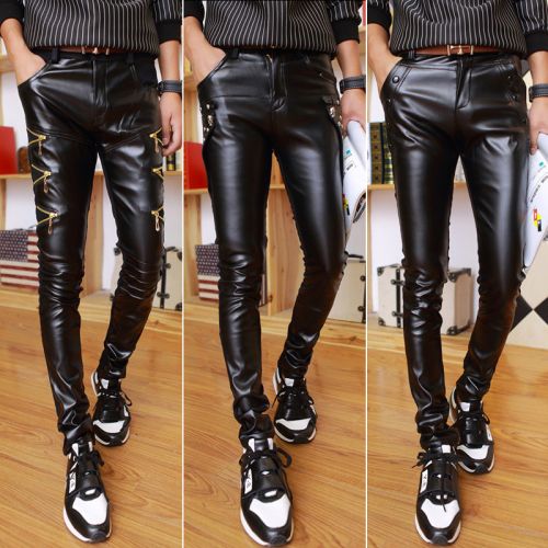 Pantalon cuir homme serré pour jeunesse automne - Ref 1484394