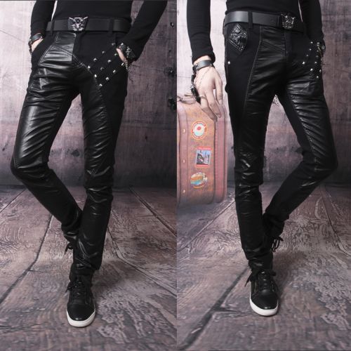 Pantalon cuir homme serré pour adolescent automne - Ref 1484484