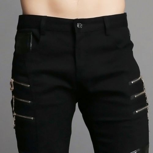 Pantalon cuir homme serré pour jeunesse automne - Ref 1484497