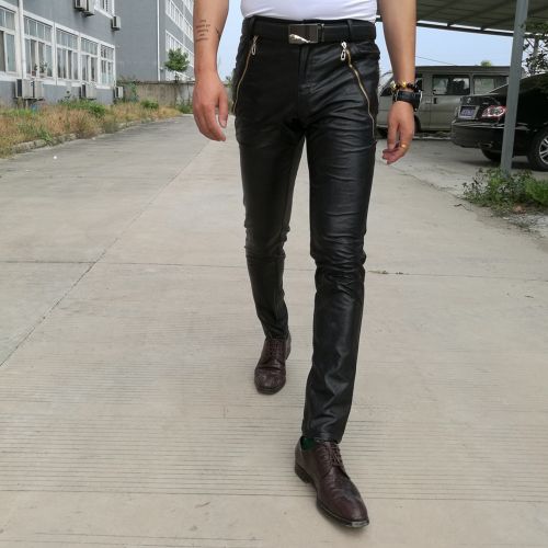 Pantalon cuir homme serré pour jeunesse APPHIA PU printemps - Ref 1484505