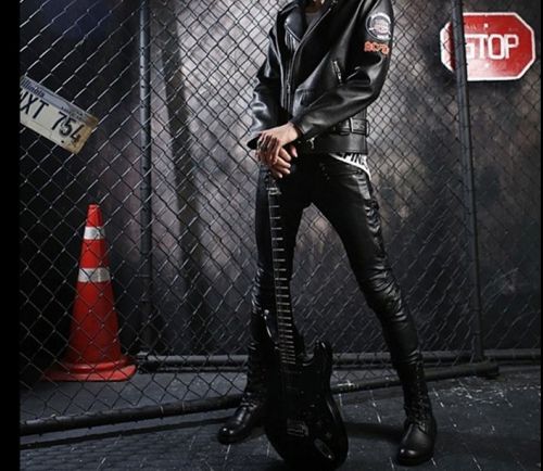 Pantalon cuir homme serré pour jeunesse printemps - Ref 1484665