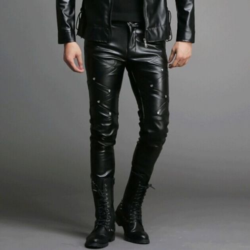 Pantalon cuir homme serré pour adolescent printemps - Ref 1484677