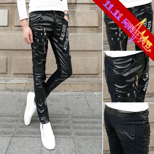Pantalon cuir homme serré pour jeunesse automne - Ref 1484714